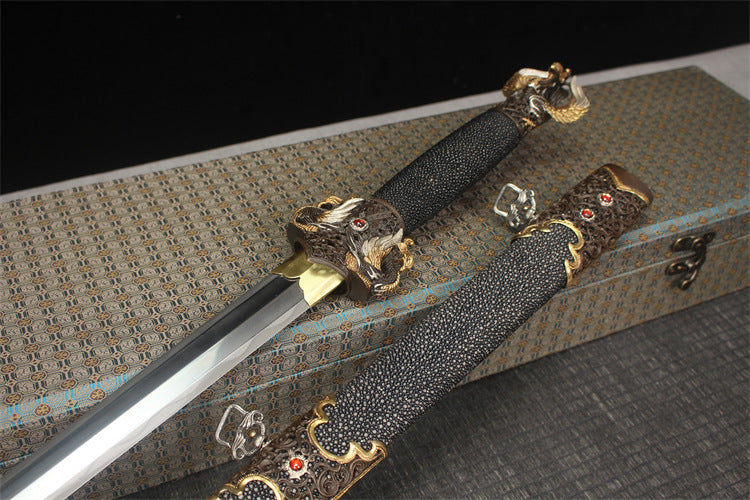 28" Deluxe Fine Carved Tang Sword - Daxia Dragon Sparrow
