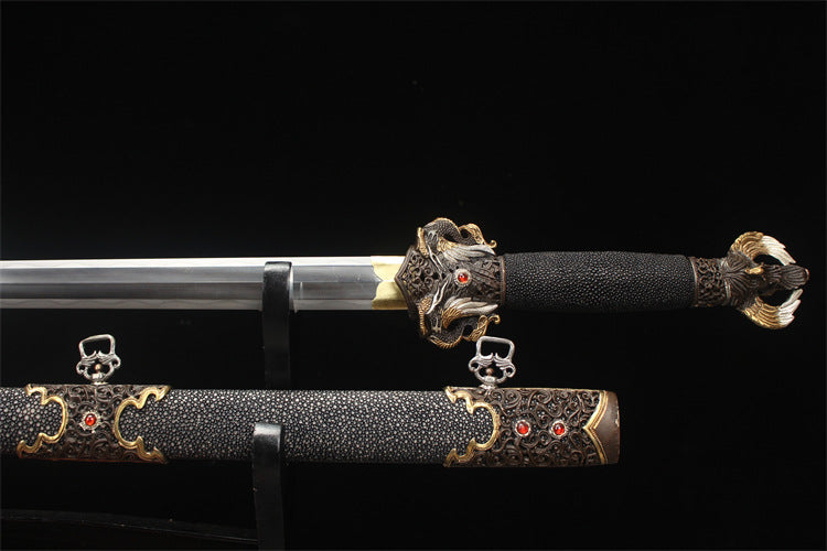 28" Deluxe Fine Carved Tang Sword - Daxia Dragon Sparrow