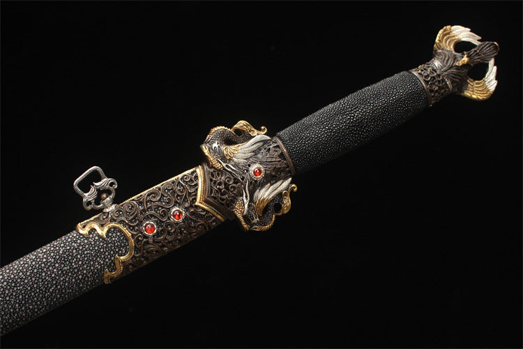 28" Deluxe Fine Carved Tang Sword - Daxia Dragon Sparrow