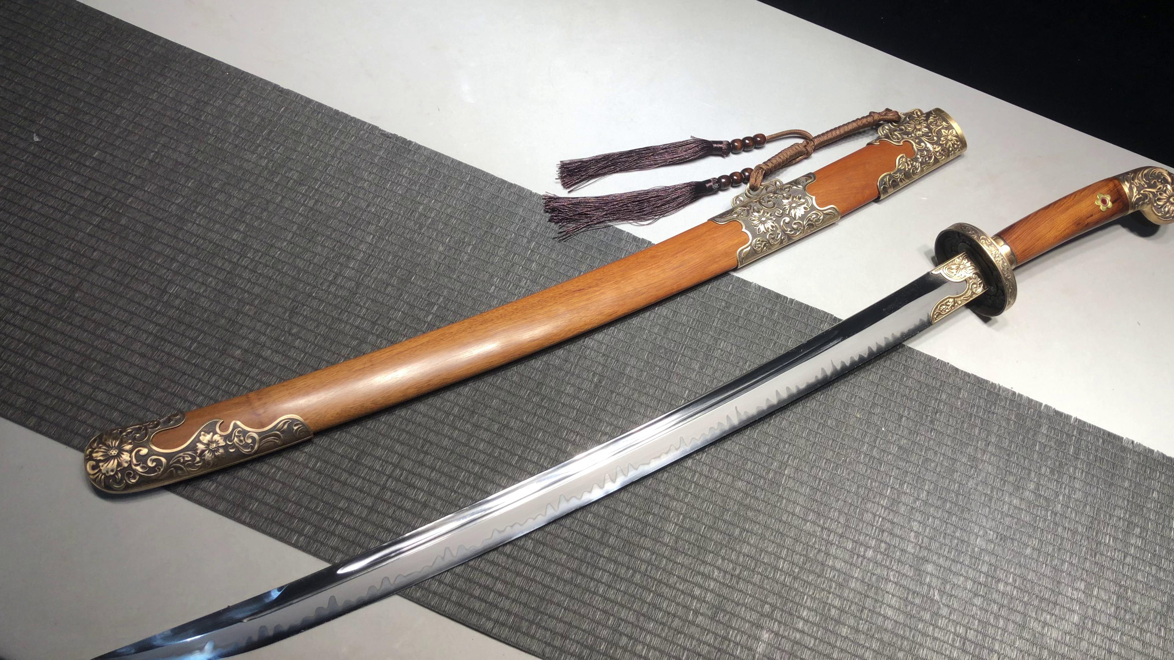 1300 New Handmade Long 26-inch T10 Steel Chinese Fighting Research and Clearing Knife - Xiuchun Knife (T10 Burnished Blade Fine Research Version)