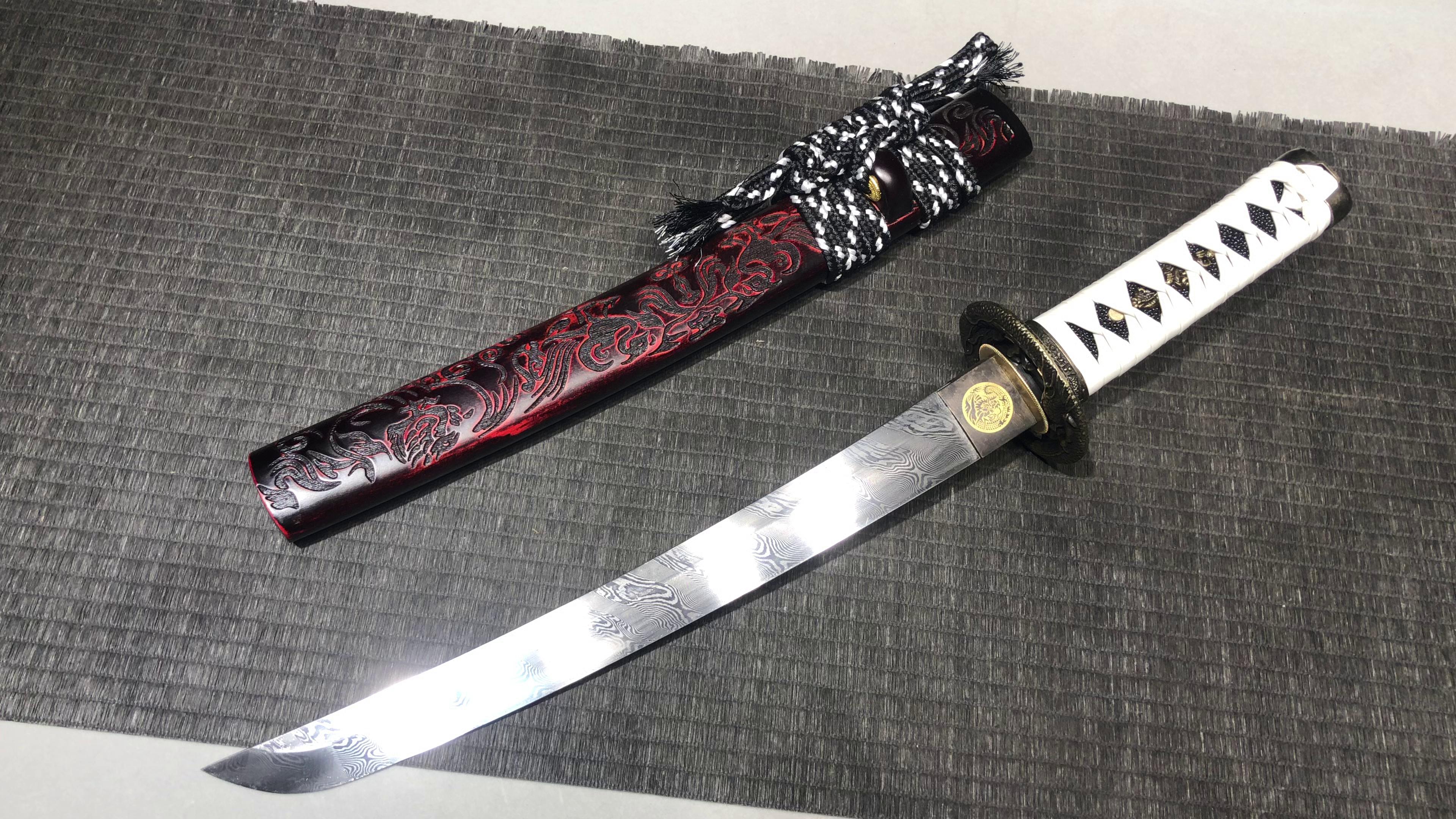 660 New Handmade Short 12-inch Tendai Pattern Samurai Sword - Goryu Short Sword