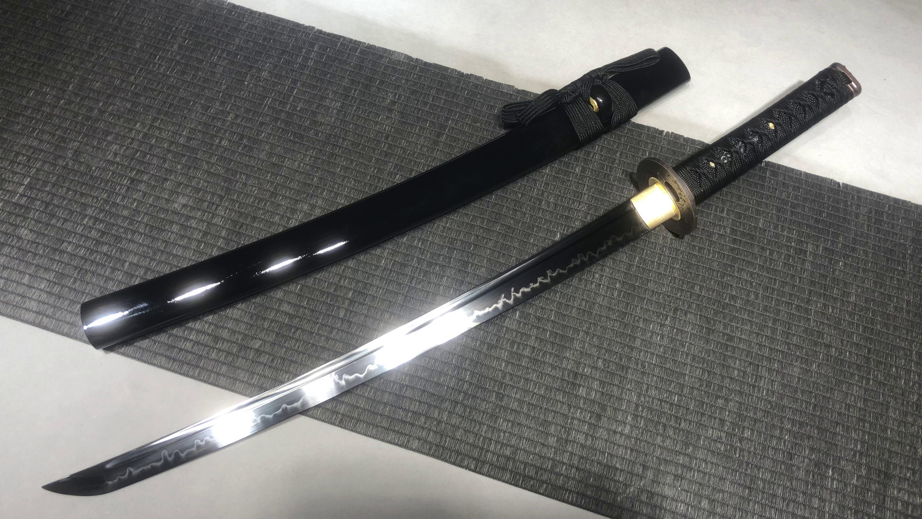 680 New Handmade Medium 20" T10 Burnished Blade Samurai Sword Rib Differentials - Tiger's Wuthering Heights