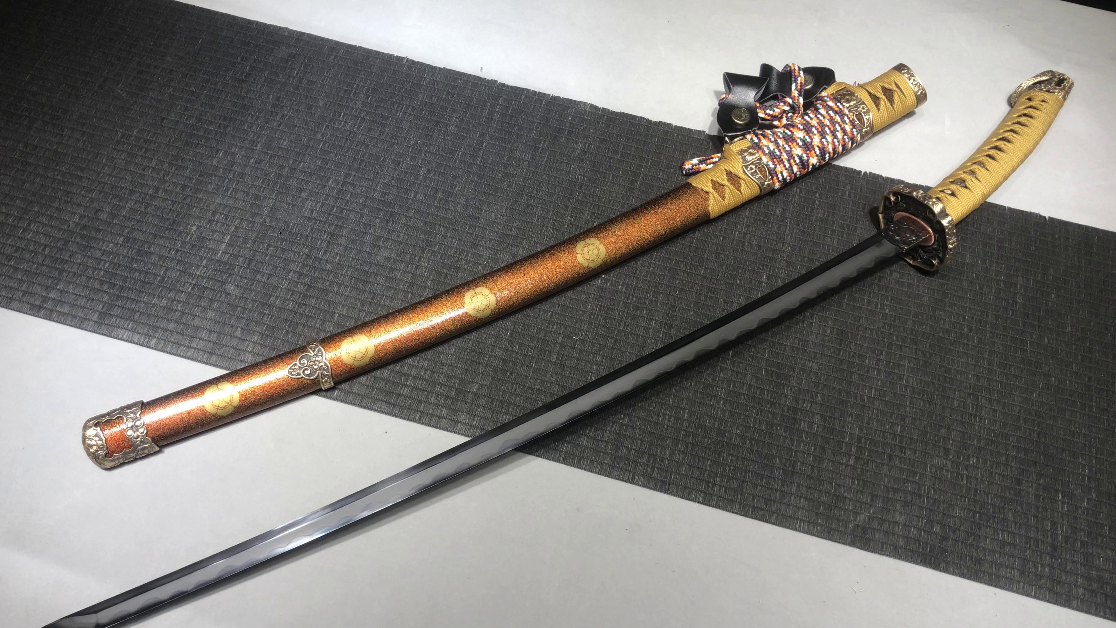 1800 New Handmade Long 26-inch Patterned Steel Burnished Edge Shishigami Handle Anti-taijutsu - Nobunaga Oda