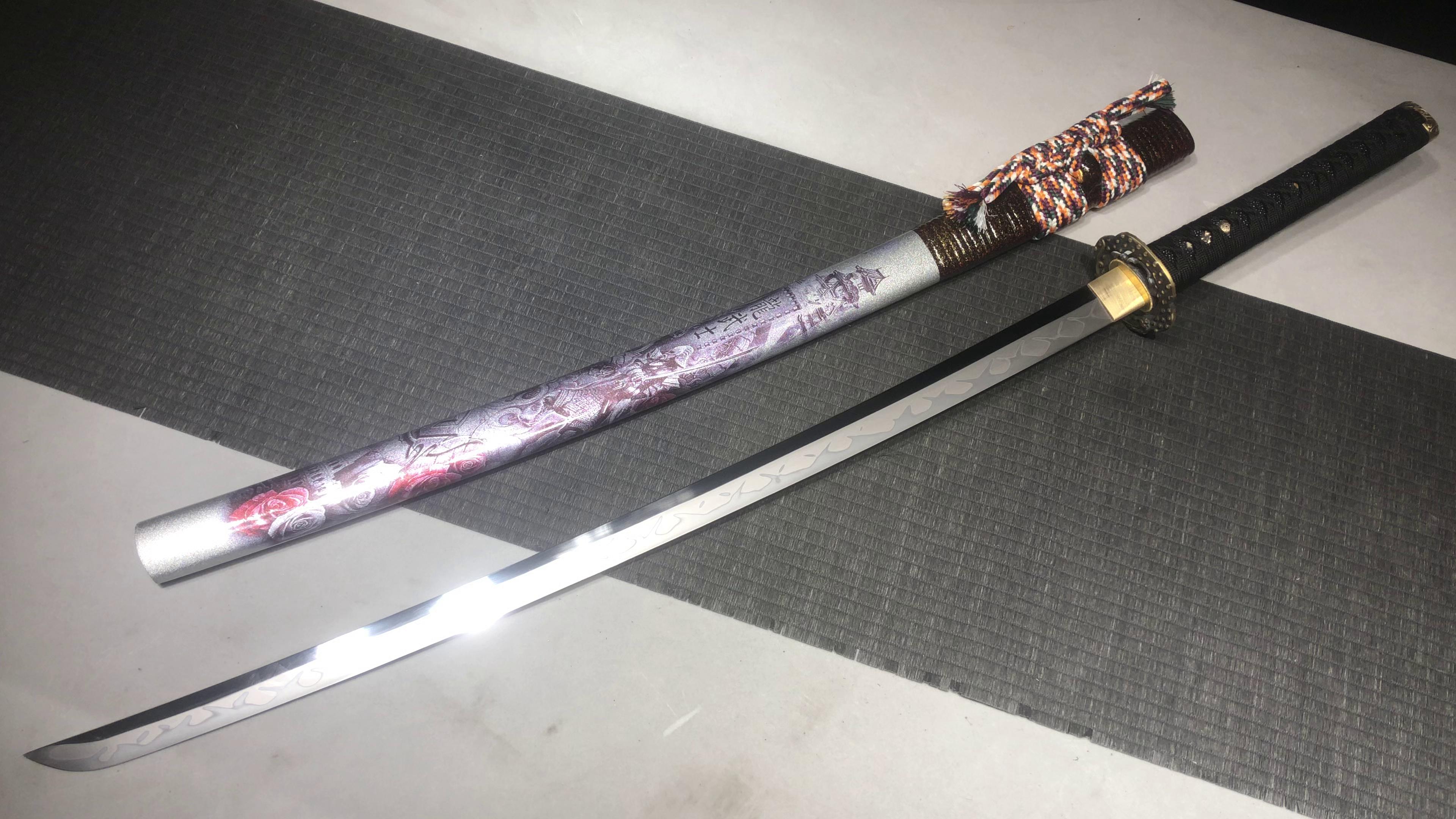 1160 New Handmade Long 26 T10 Burnished Blade Lingyun Pattern Ground Gray Samurai Sword - Chi-Dragon Fighting Sword