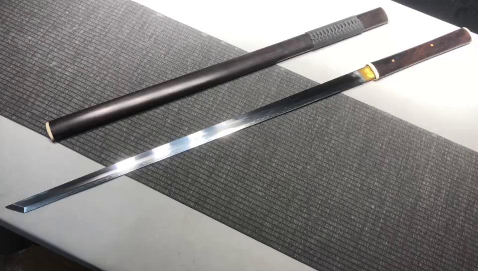 1400 Long 26" Ebony Imitation Ivory Vegetarian Tang Knife - Hidden Blade