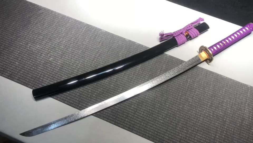 1060 Long 26 Damascus Patterned Steel (Clover Pattern) Samurai Sword - Fenghua Fighting Sword