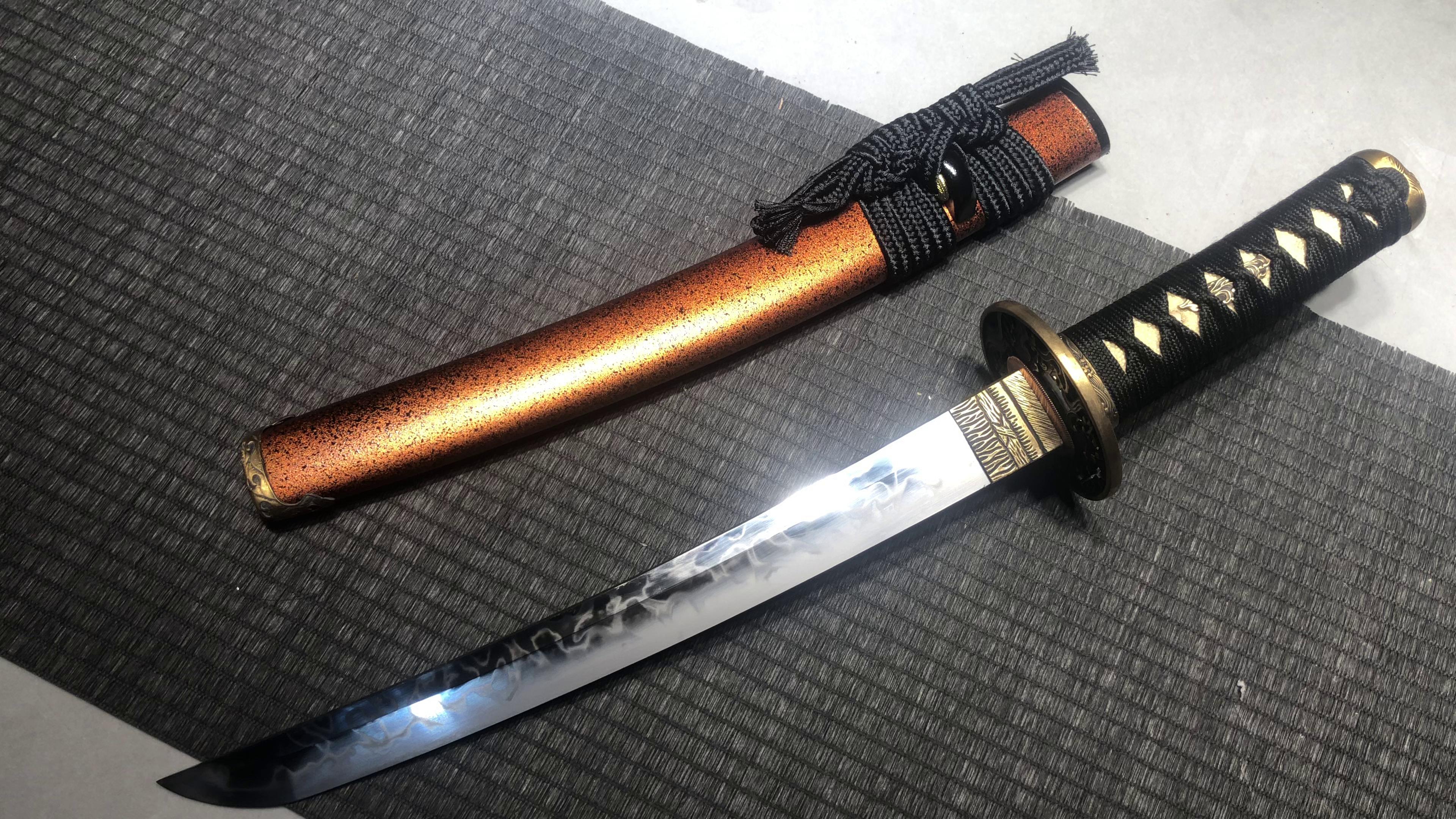 1760 New Handmade Short 12-inch All Burnt Short Sword Samurai Sword - Kaizawa Short Sword