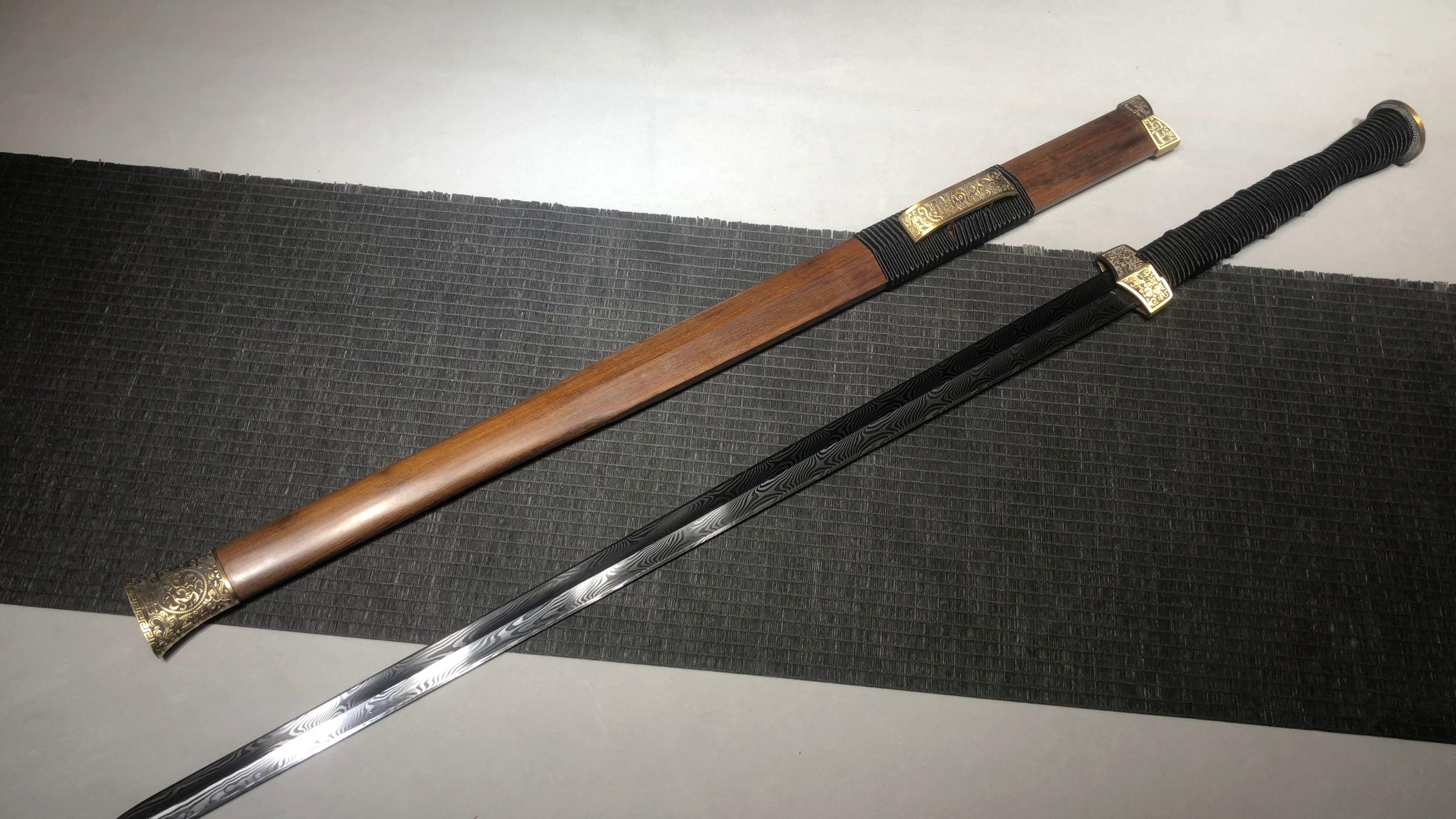 1100 New Handmade Long 28-inch Pure Copper Dama Flat Hilt Han Sword - Xiang Yu War Sword