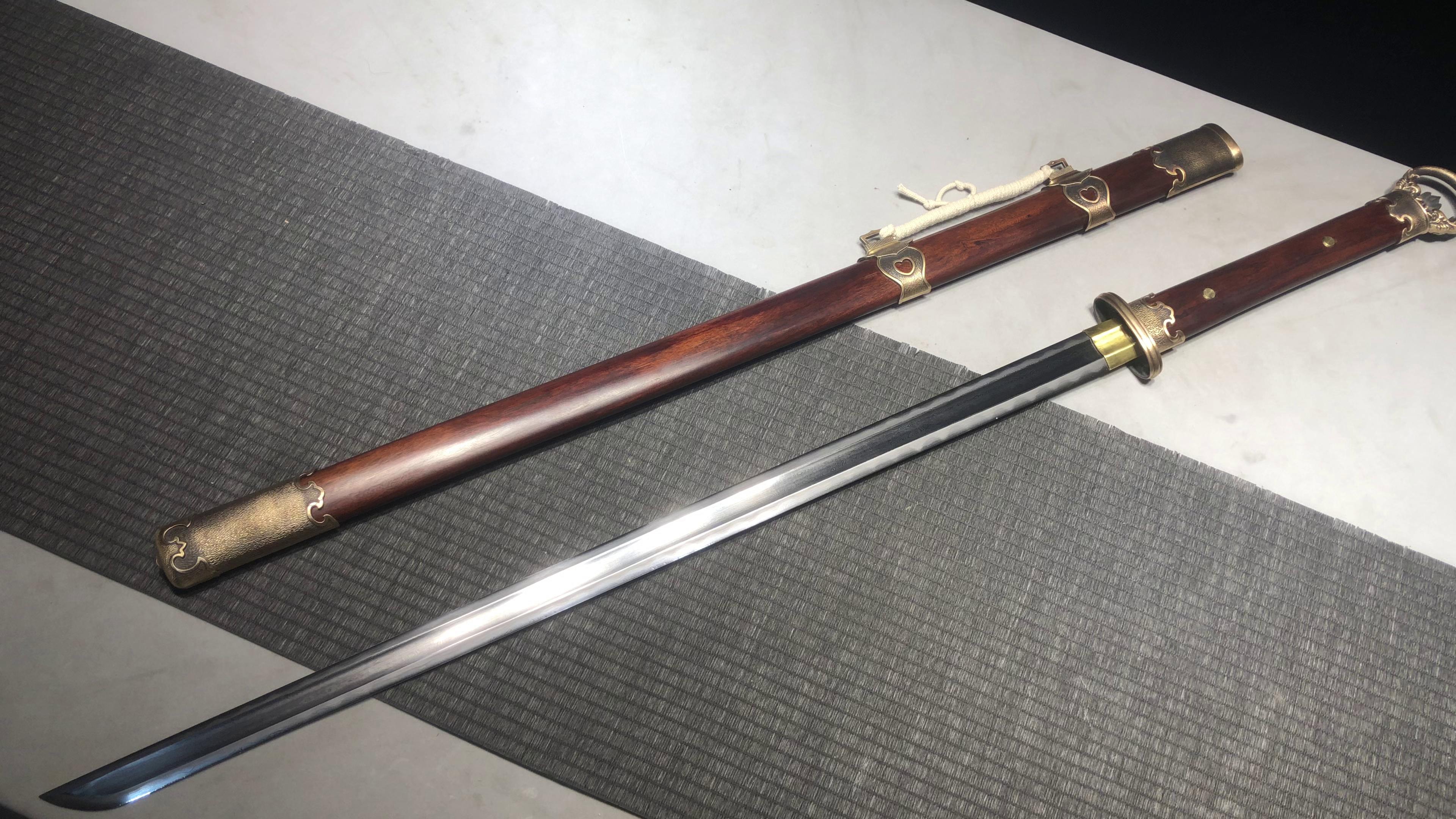1500 New Handmade Long 26-inch Patterned Steel Burnished Blade Double Edge Ring Head Tang Cross Blade - Longin Tang Blade