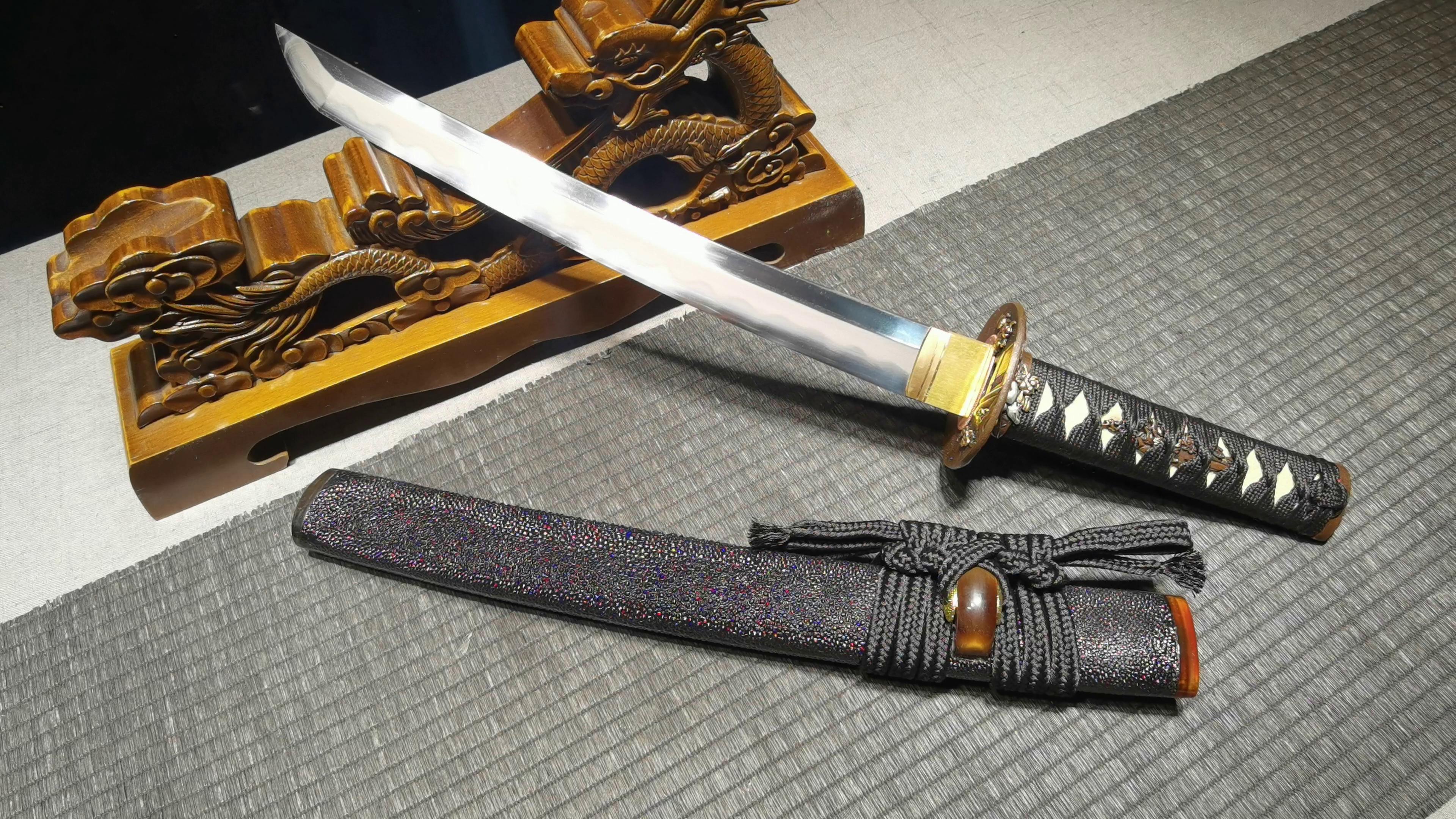 2800 Short 12" New Full Fish Skin Ben Three Pieces Short Knife - Junshan Short Knife