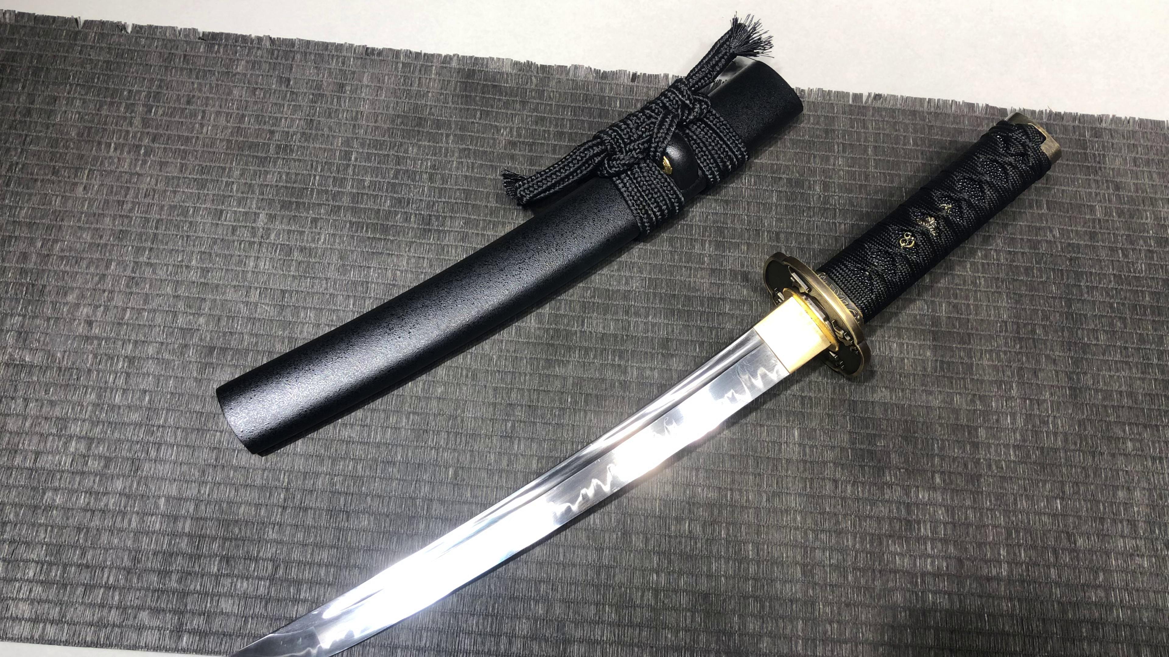 560 New Handmade Short 12" T10 Burnished Blade Samurai Sword - Sanskrit Short Sword