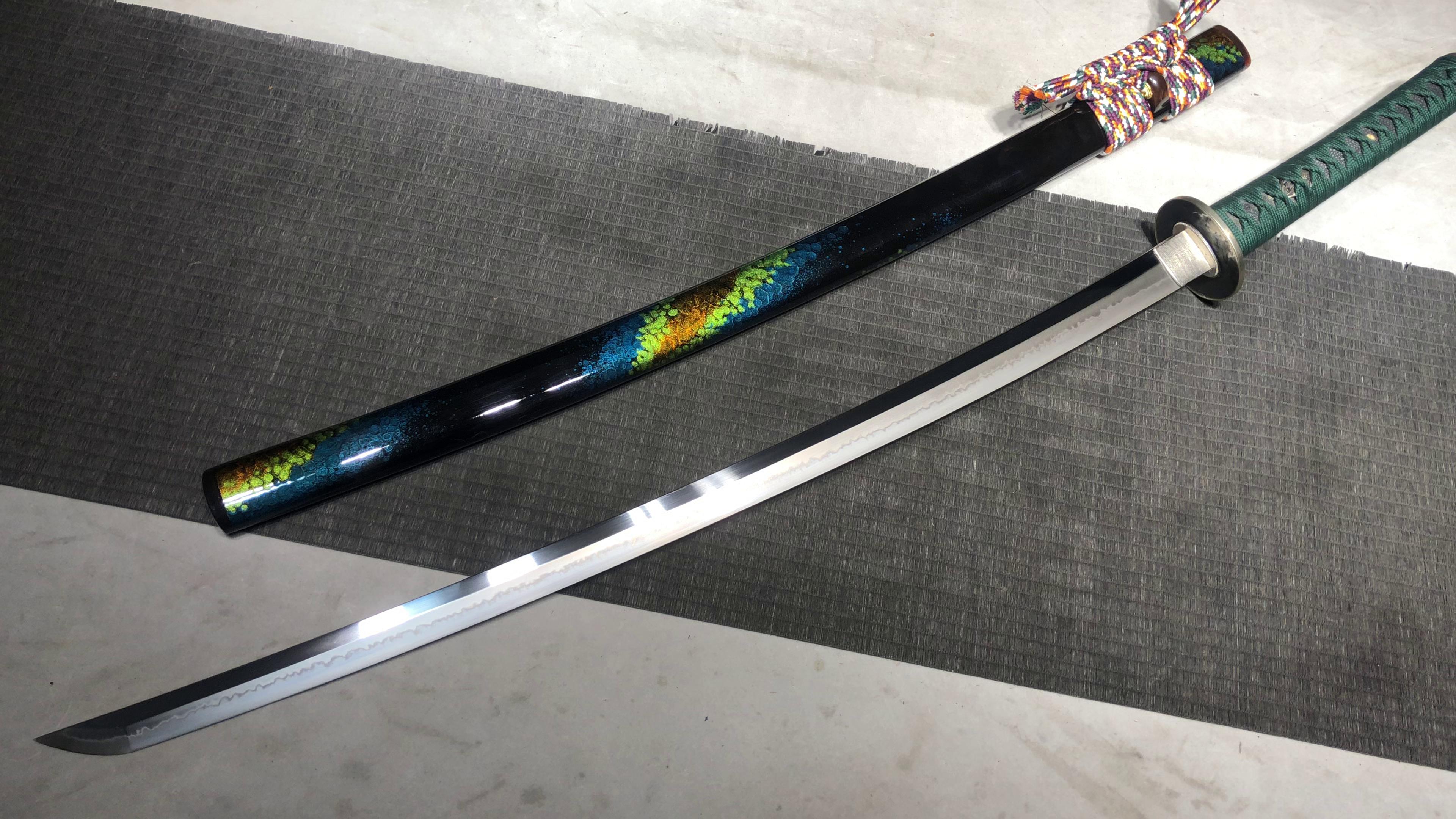 2860 New Handmade Long White Copper Vintage 26 inch T10 Thongs Burnt Edge Japanese Three Colors Seiken Samurai Sword - Japanese Ghost Fighting Sword