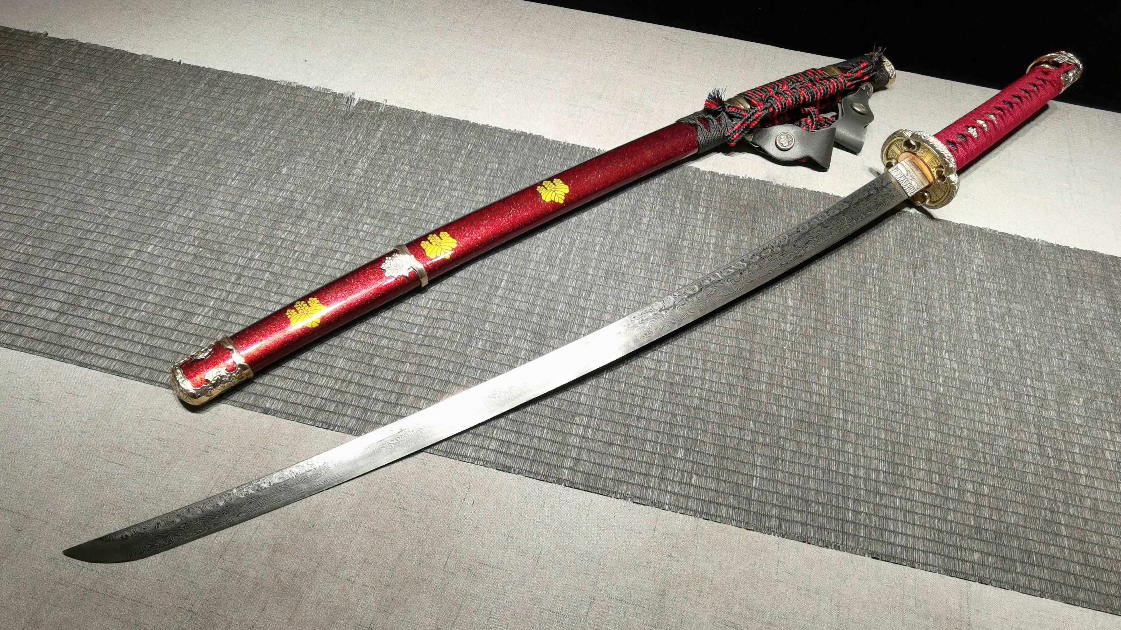 1160 Long 26" New Damascus Copper Mounted Taijutsu - Toyotomi Hideyoshi Taijutsu