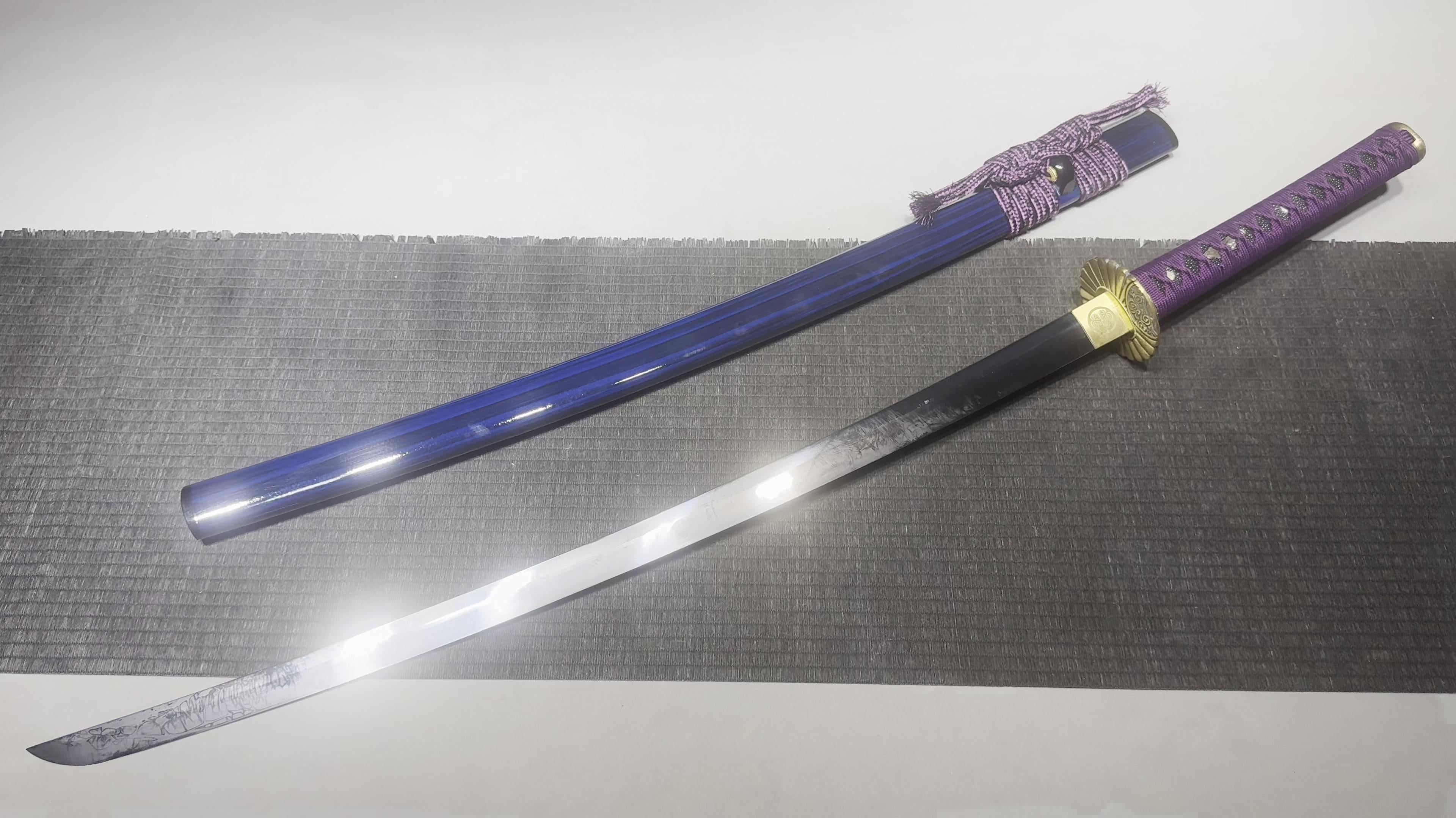 650 New Handmade Long Pure Copper Mounted 26-inch High Manganese Steel Samurai Sword - Chrysanthemum Dragon Fighting Sword