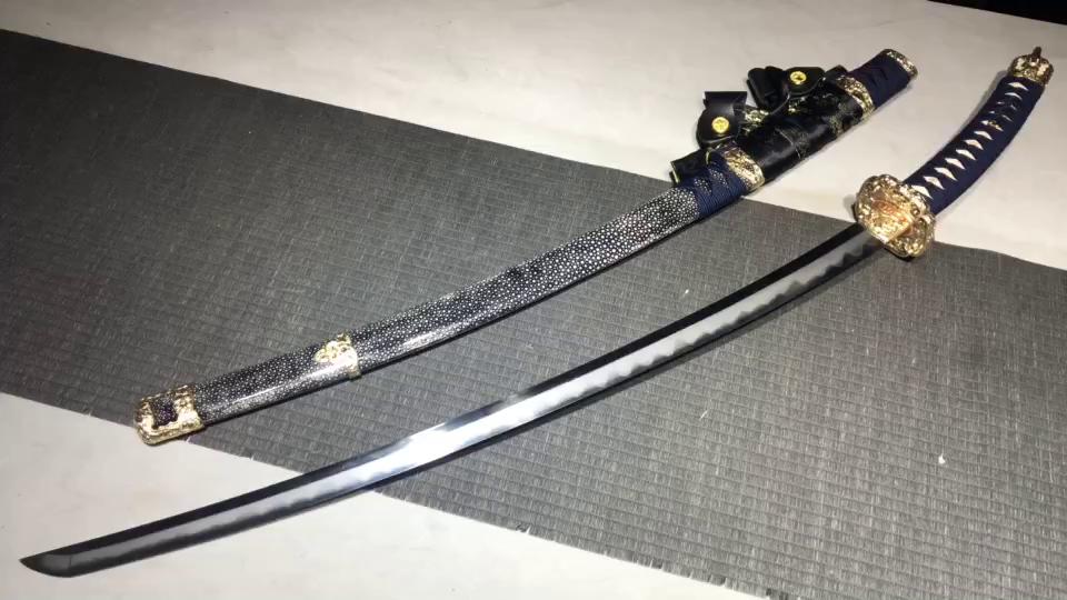 26-inch Patterned Steel Burnished Edge Shisouken Sakura Taijutsu (Hilt Reverse)
