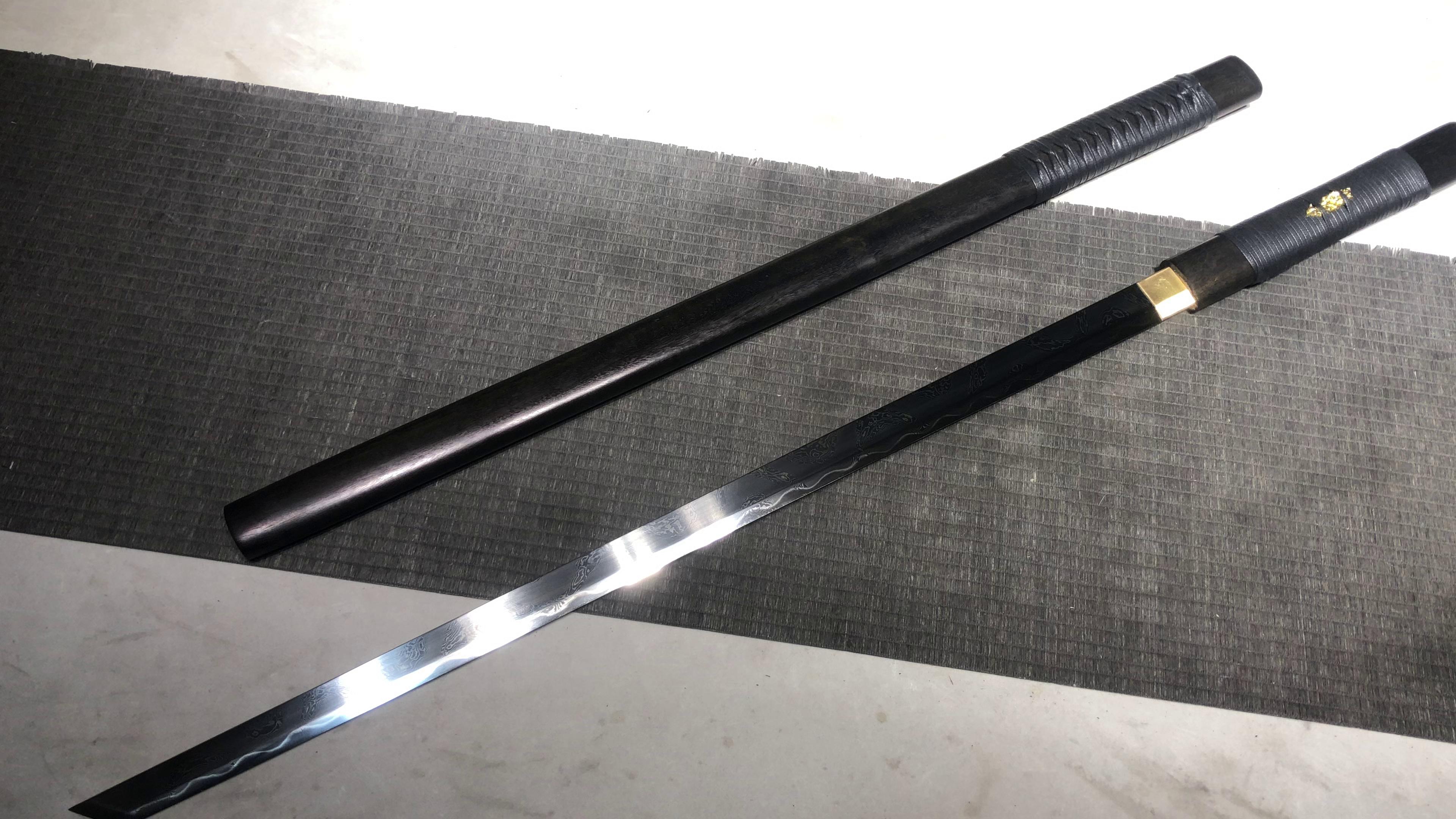 1160 New Handmade Long Vegetarian 26-inch Hundred Refined Steel Coiled Dragon Pattern Tang Horizontal Knife - Shadow Tang Knife