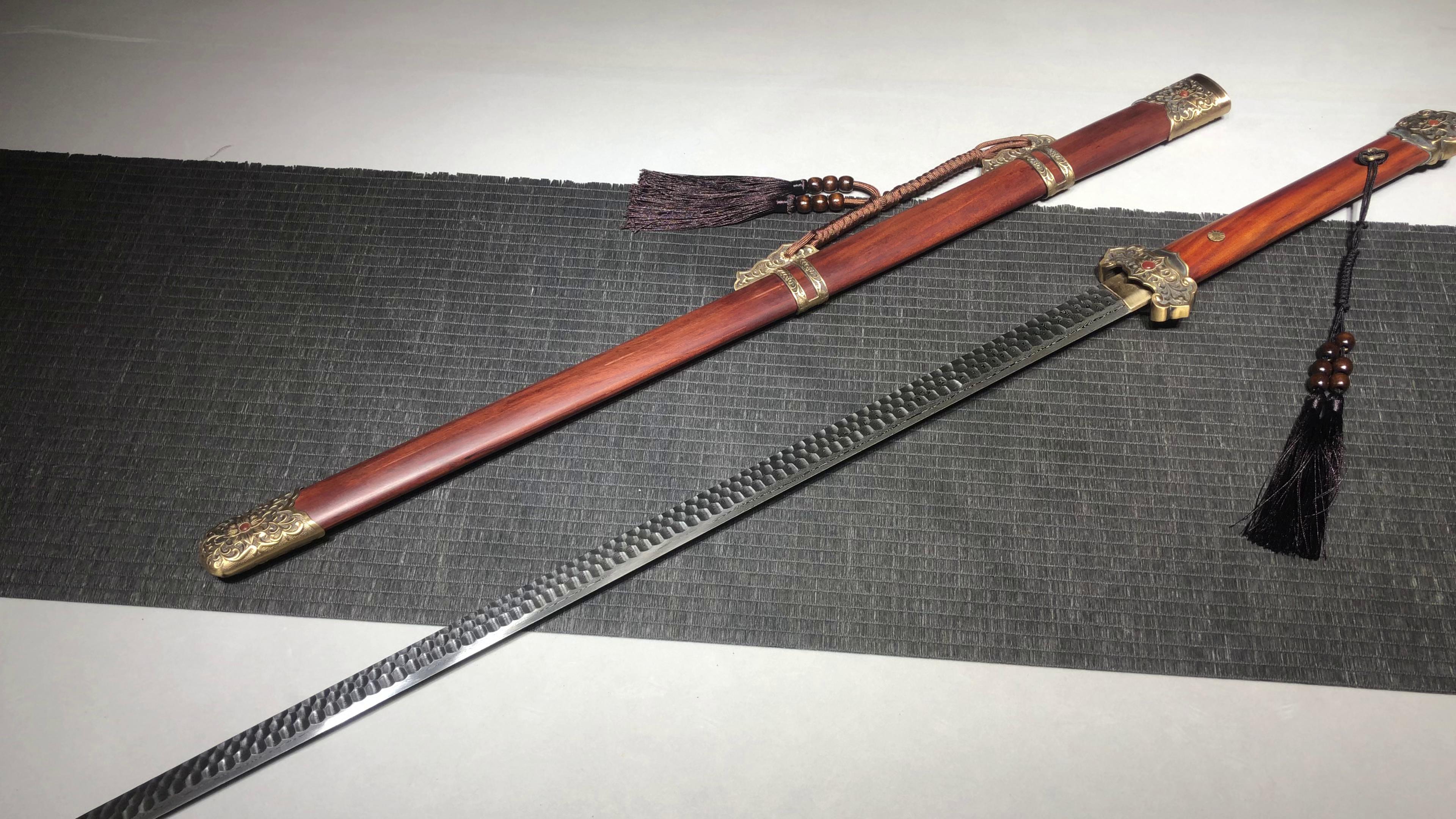 1300 New Handmade Long 26-inch Pounding Pattern Hundred Refined Steel Tang Sword - Shengshi Tang Knife