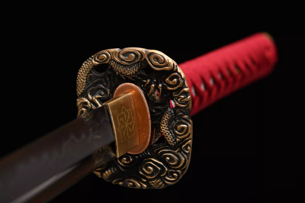 1100 New Handmade Long 26-inch T10 Steel Burnt Edge Tao Messy Pattern Samurai Sword-Piercing Cloud Dragon Striking Sword