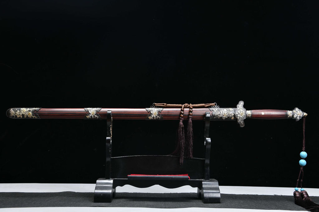 1980 Fine handmade Long 28-inch phoenix feather pattern peony sword - Peony Sword (three-color copper model)