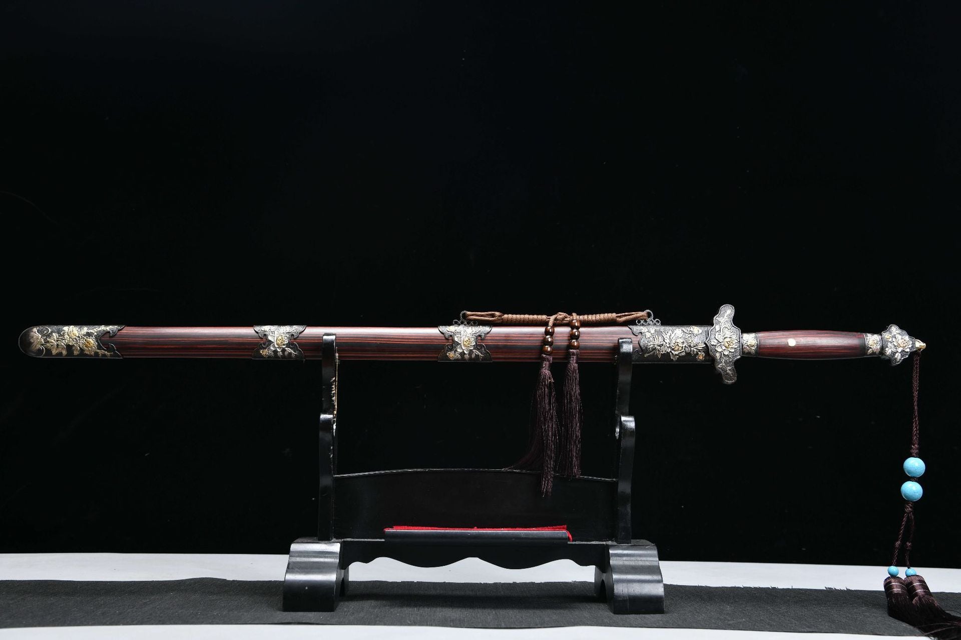 1980 Fine handmade Long 28-inch phoenix feather pattern peony sword - Peony Sword (three-color copper model)