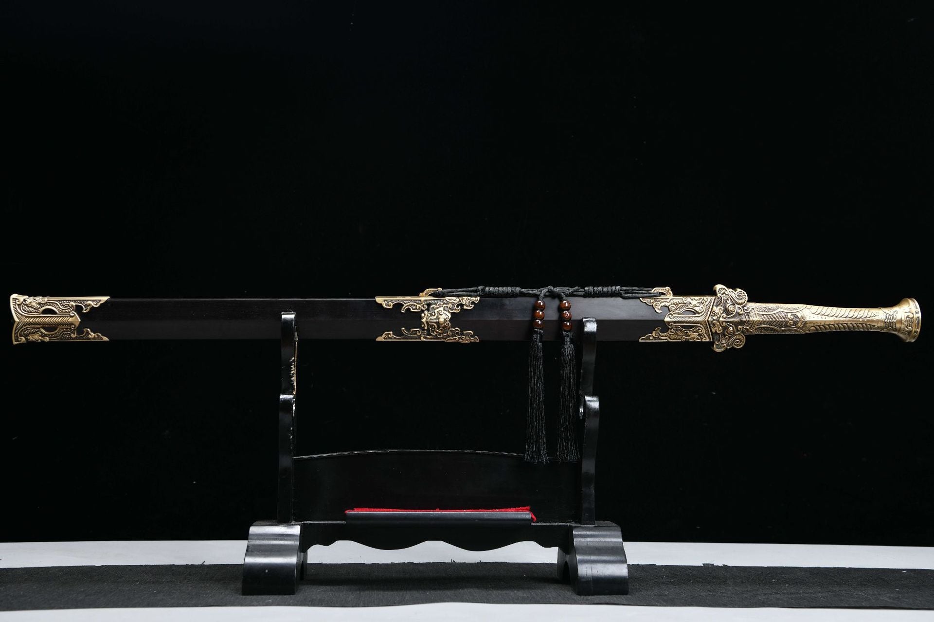 2700 Fine handmade Long 28-inch yangzuo tortoise patterned steel Qin-Han sword - Kui Long Sword (ebony)