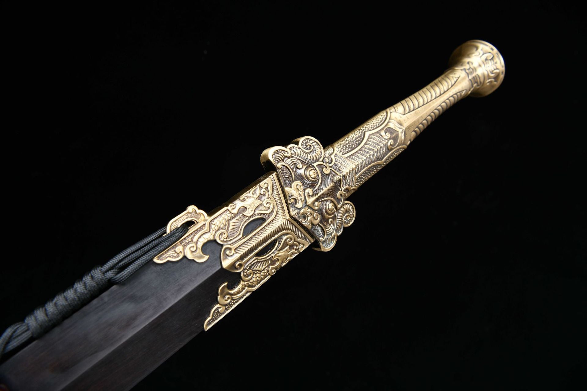 2700 Fine handmade Long 28-inch yangzuo tortoise patterned steel Qin-Han sword - Kui Long Sword (ebony)