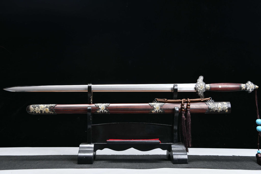 1980 Fine handmade Long 28-inch phoenix feather pattern peony sword - Peony Sword (three-color copper model)