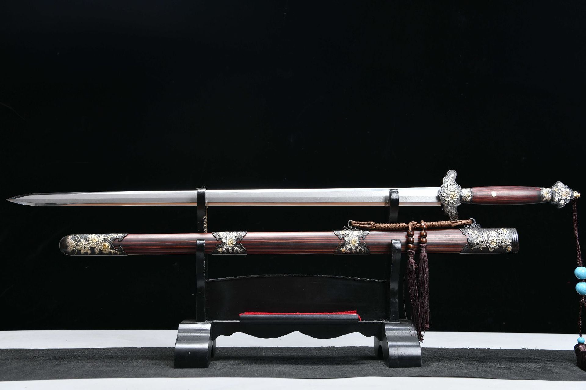 1980 Fine handmade Long 28-inch phoenix feather pattern peony sword - Peony Sword (three-color copper model)