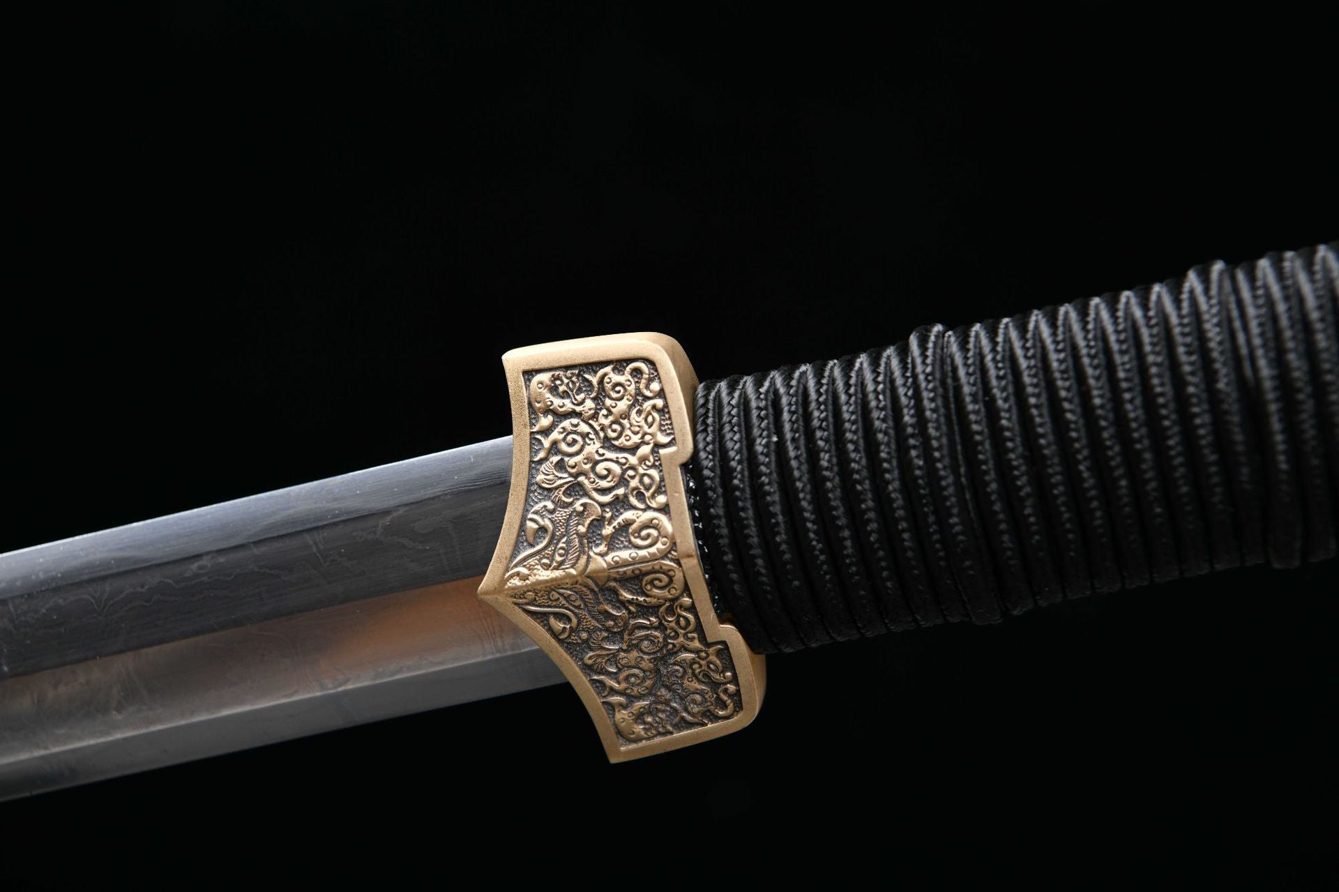 1300 New Handmade Long 28-inch Meteorite Iron Patterned Flower Patterned Steel Burnished Flat Hilt Han Sword--Liu Bang War Sword