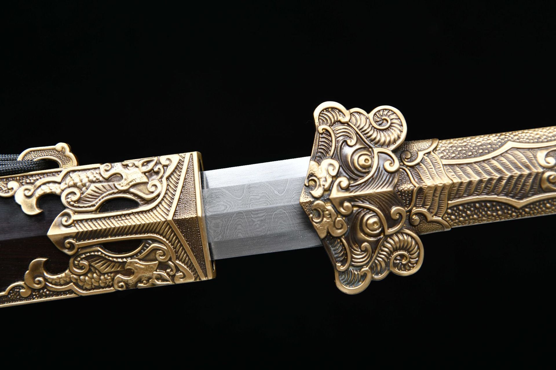 2700 Fine handmade Long 28-inch yangzuo tortoise patterned steel Qin-Han sword - Kui Long Sword (ebony)