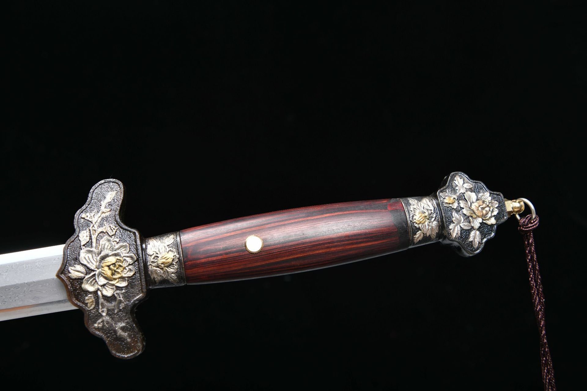 1980 Fine handmade Long 28-inch phoenix feather pattern peony sword - Peony Sword (three-color copper model)