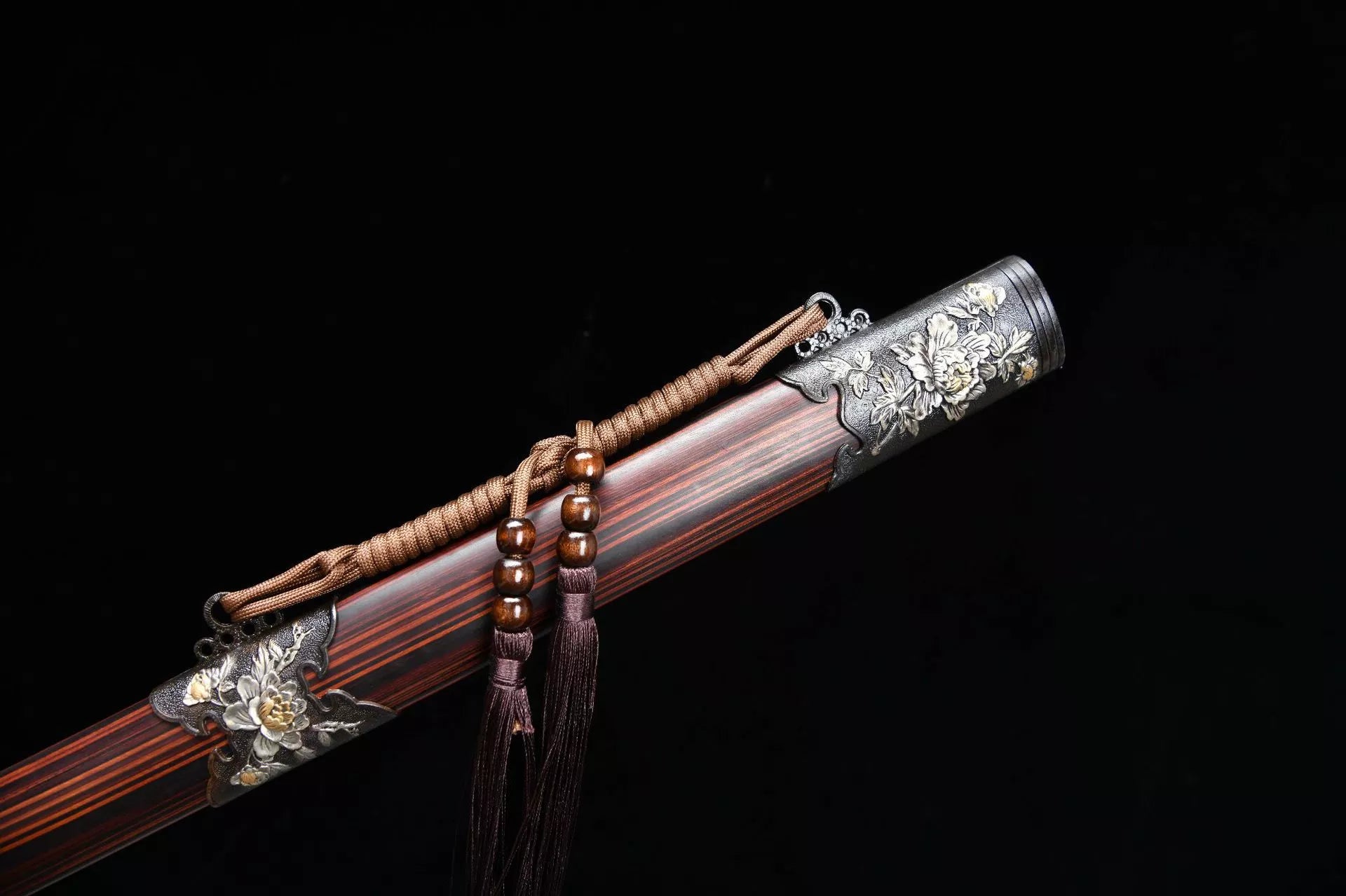 1980 Fine handmade Long 28-inch phoenix feather pattern peony sword - Peony Sword (three-color copper model)