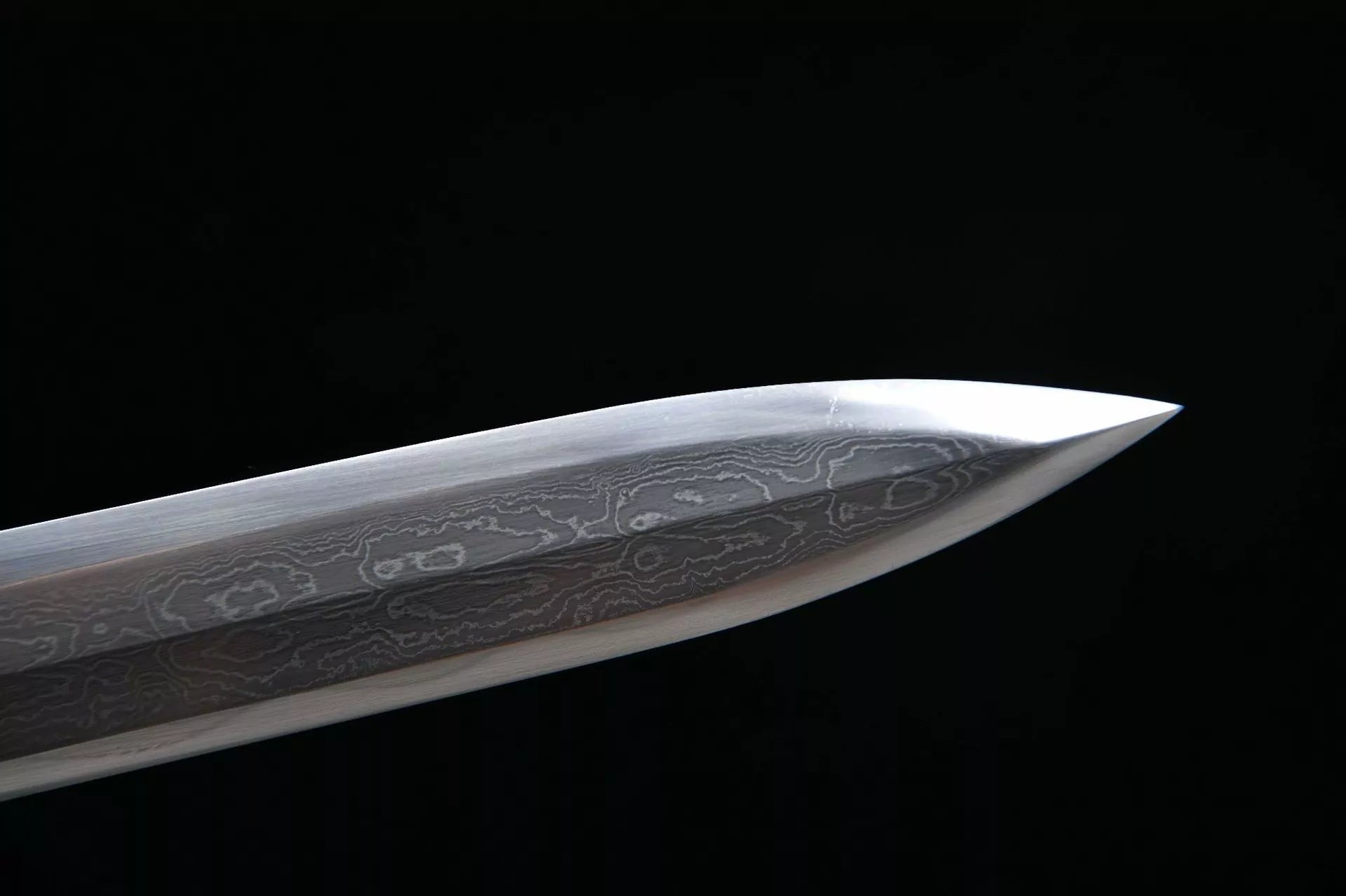 1300 New Handmade Long 28-inch Meteorite Iron Patterned Flower Patterned Steel Burnished Flat Hilt Han Sword--Liu Bang War Sword