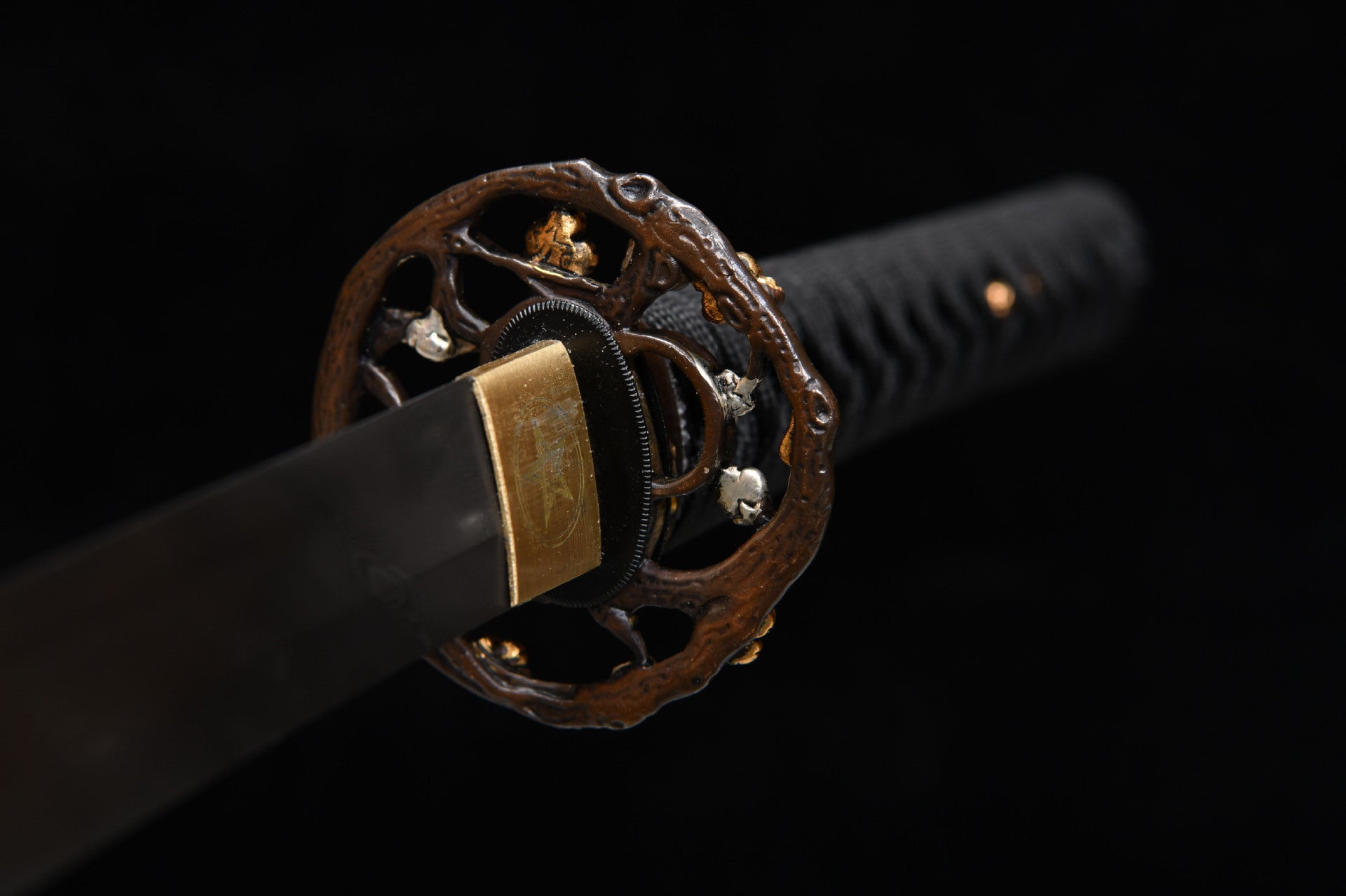 1300 New Handmade Long Gilt Mounted 26 inch Stone Washed Twisted Pattern Samurai Sword - Sakura Beating Sword