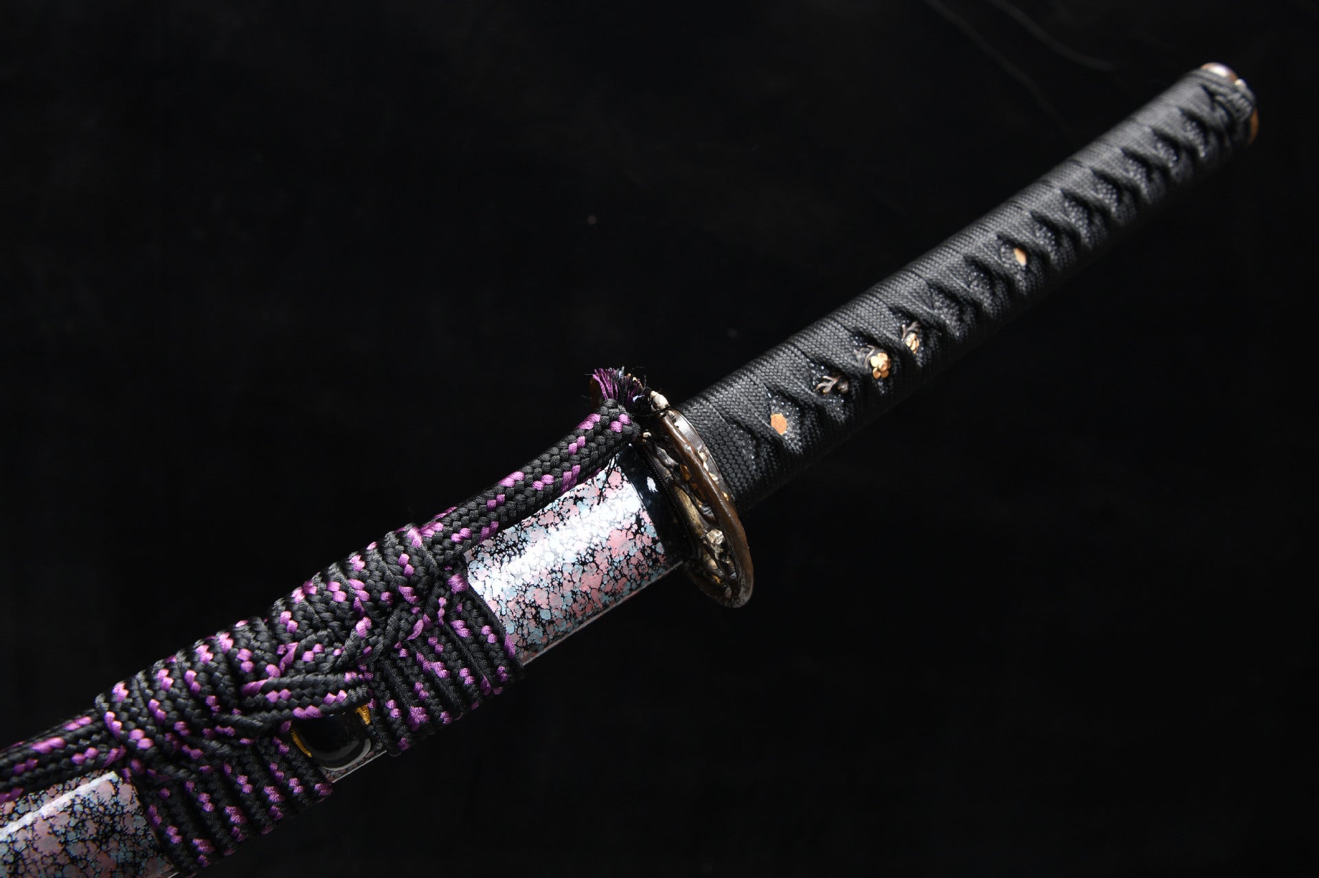 1300 New Handmade Long Gilt Mounted 26 inch Stone Washed Twisted Pattern Samurai Sword - Sakura Beating Sword