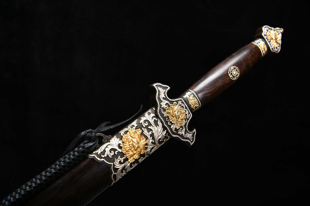 3600 New Handmade Long 28-inch Clip Steel Clear Sword - Peony Sword