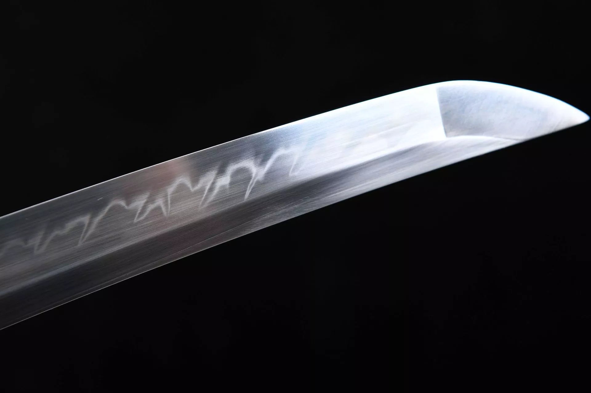 1100 New Handmade Short 12-inch T10 Steel Burnished Blade Candle Flame Pattern Samurai Sword - Small Blue Dragon Short Sword