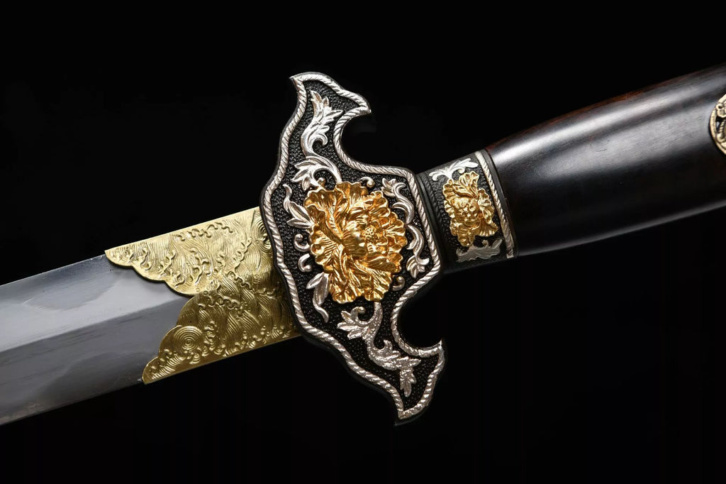 3600 New Handmade Long 28-inch Clip Steel Clear Sword - Peony Sword