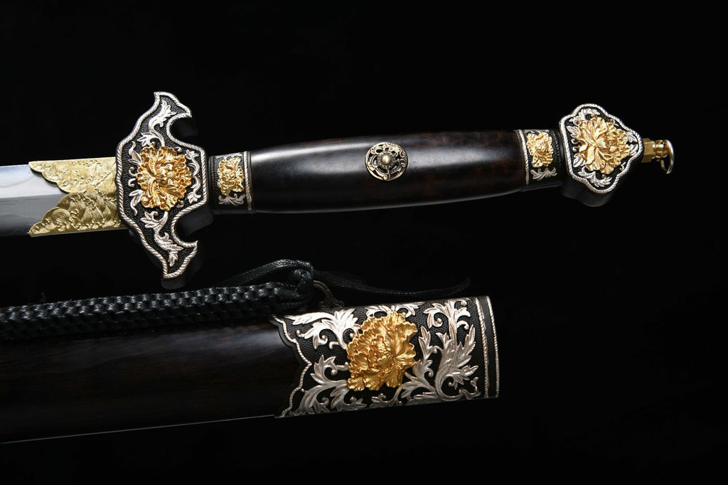 3600 New Handmade Long 28-inch Clip Steel Clear Sword - Peony Sword