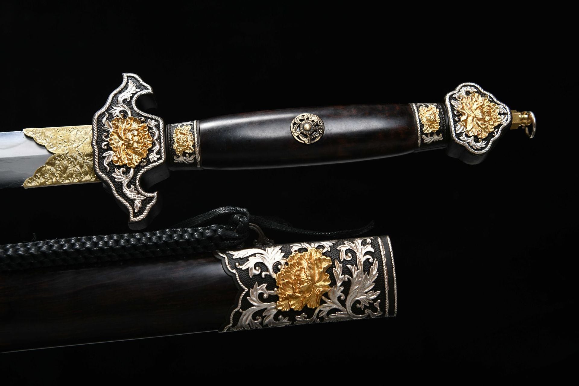 3600 New Handmade Long 28-inch Clip Steel Clear Sword - Peony Sword