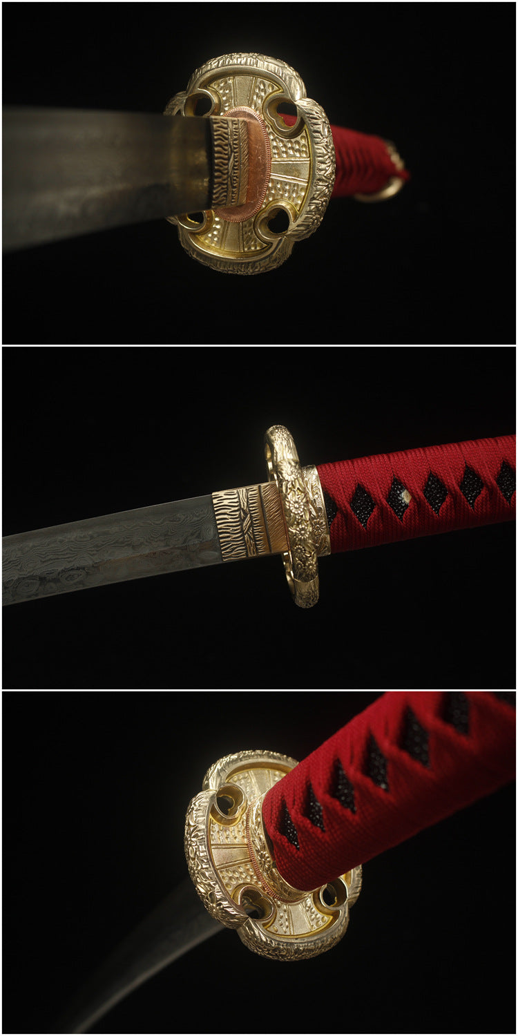 1160 Long 26" New Damascus Copper Mounted Taijutsu - Toyotomi Hideyoshi Taijutsu