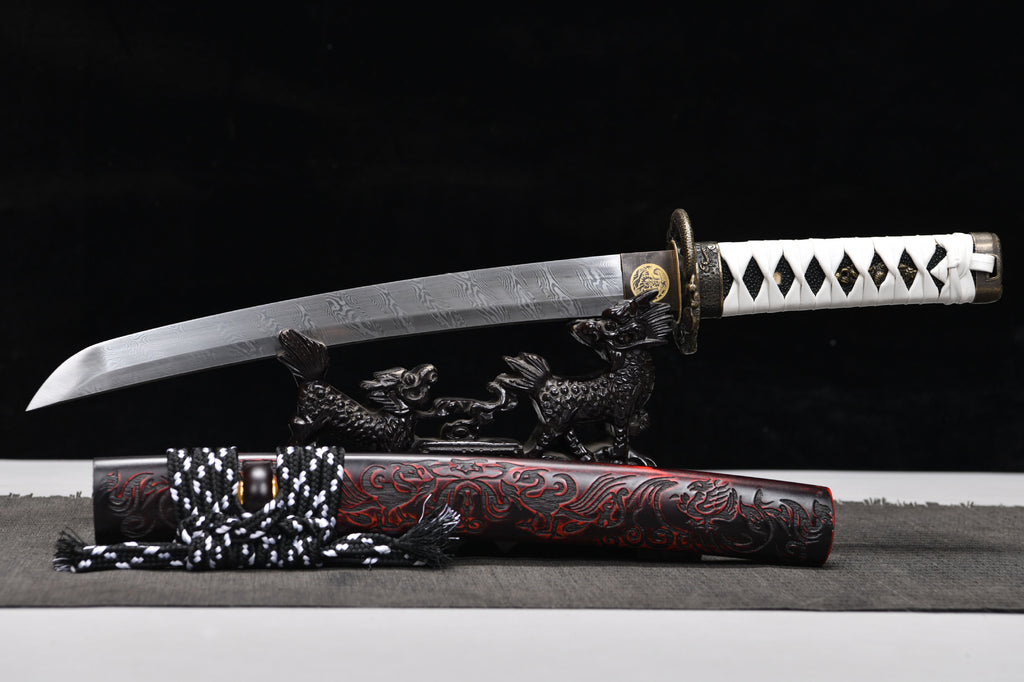 New handcrafted short 12-inch sky ladder pattern samurai sword - Yulong Short Sword