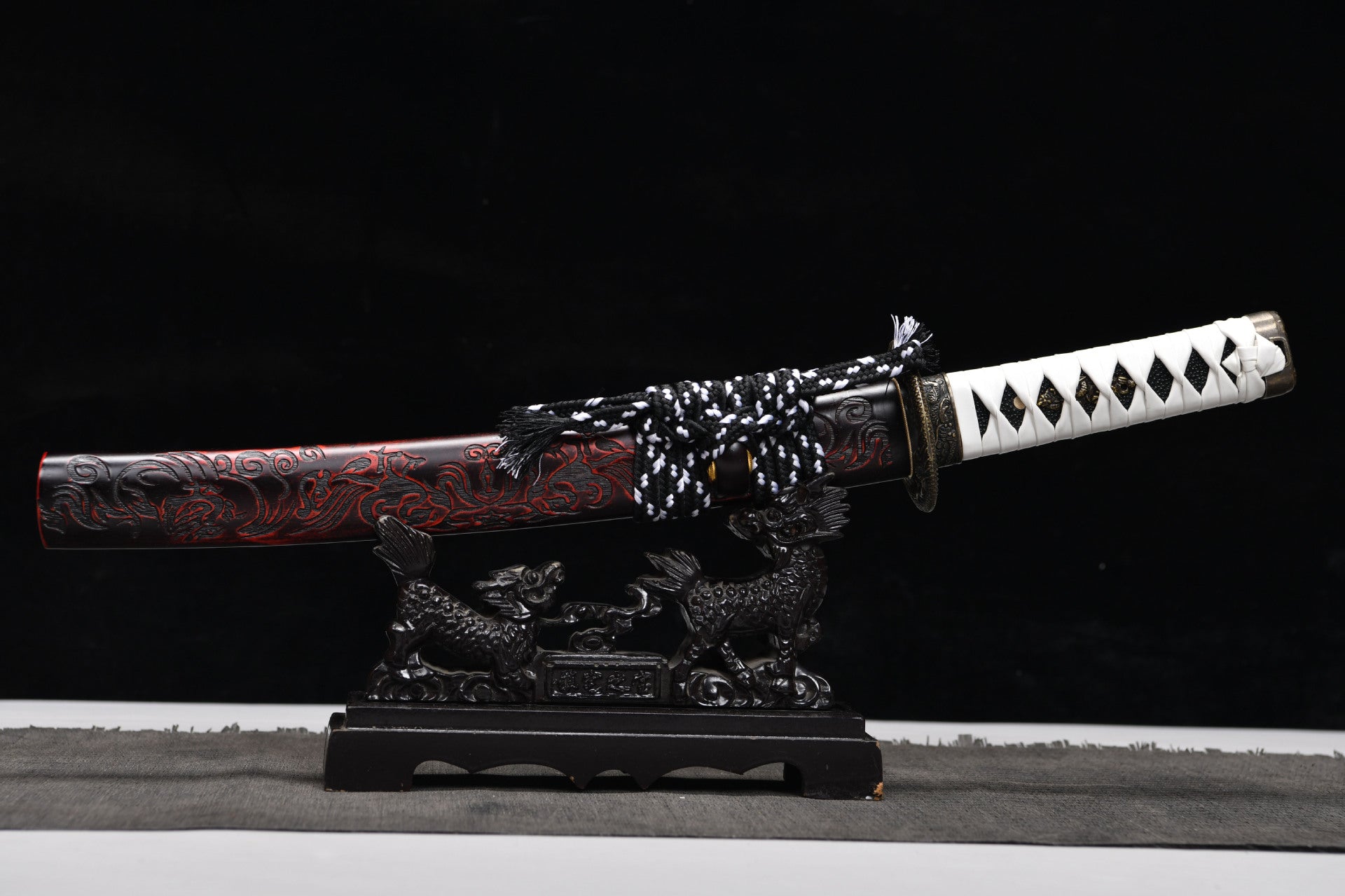 New handcrafted short 12-inch sky ladder pattern samurai sword - Yulong Short Sword
