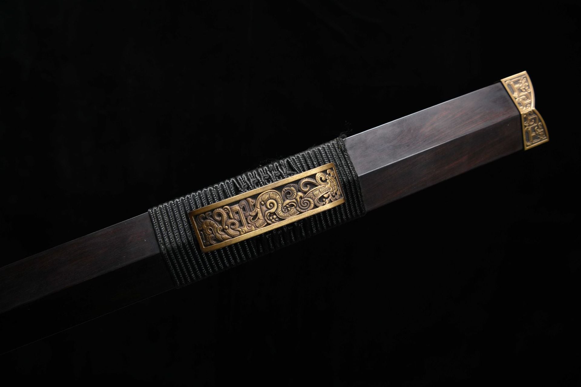 1100 New Handmade Long 28-inch Pure Copper Twisted Pattern Flower Pattern Steel Flat Hilt Han Sword - Xiang Yu War Sword
