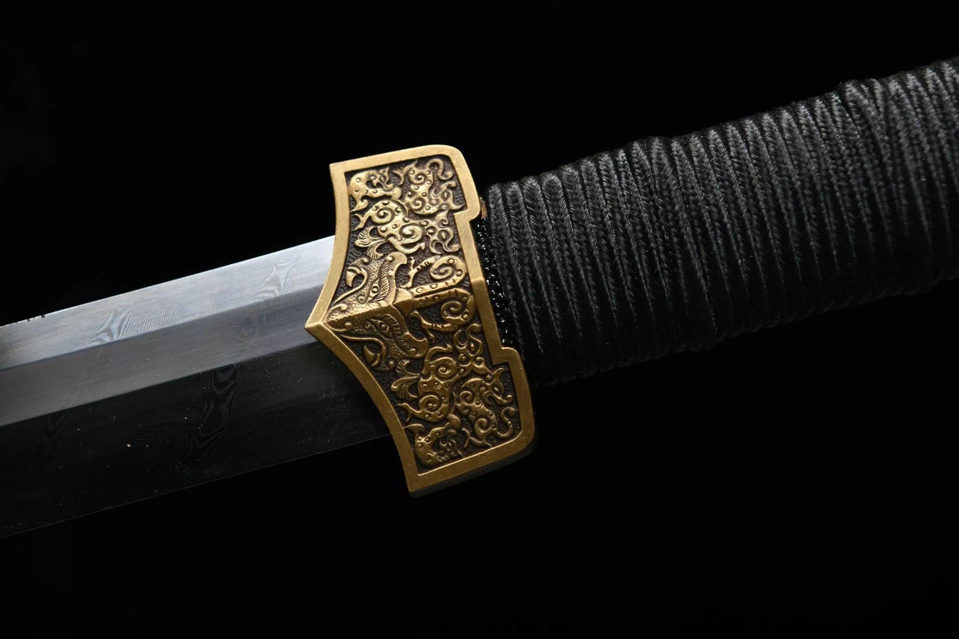 1100 New Handmade Long 28-inch Pure Copper Twisted Pattern Flower Pattern Steel Flat Hilt Han Sword - Xiang Yu War Sword