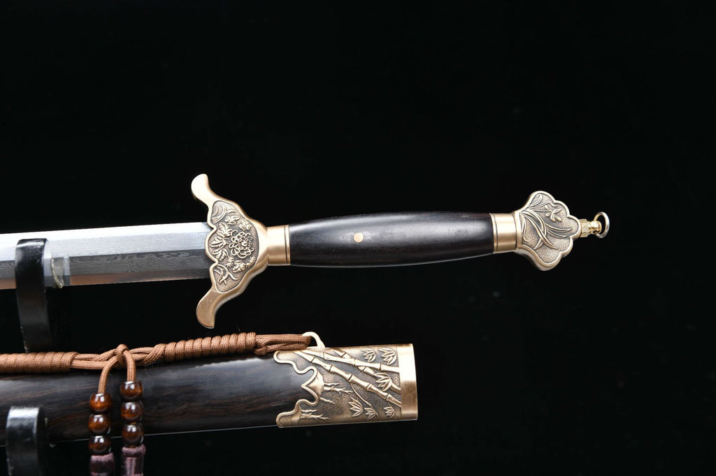 1300 New Handmade Long 28-inch Copper Mounted Patterned Steel Eight Side Clear Sword--Junzi Sword