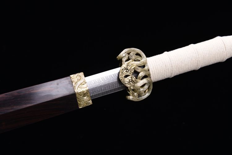 2300 New 28-inch Feather Patterned Floral Steel Han Sword - Golem Han Sword