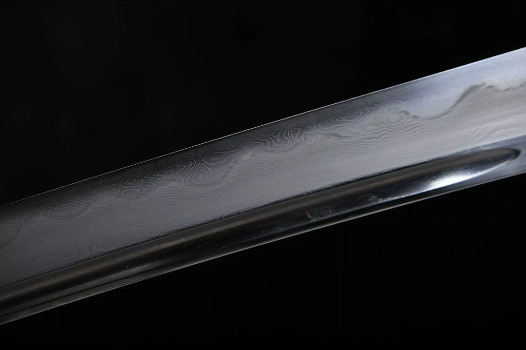 The new handcrafted long 26-inch patterned steel burned-blade fighting and polishing knife - Water Dragon Feather Knife