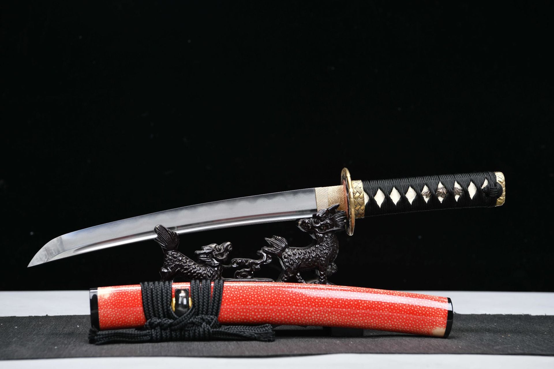 1200 New Handmade Specials Short 12 inch Patterned Steel Burnished Blade Fighting Research Samurai Sword--Air Bamboo Short Sword
