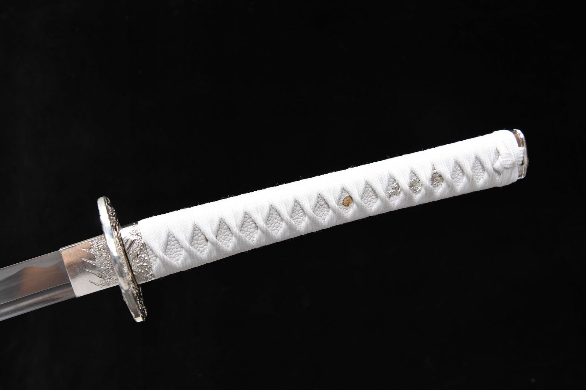 26-inch Long High-Manganese Steel Katana - Silver Sea Dragon Uchiha